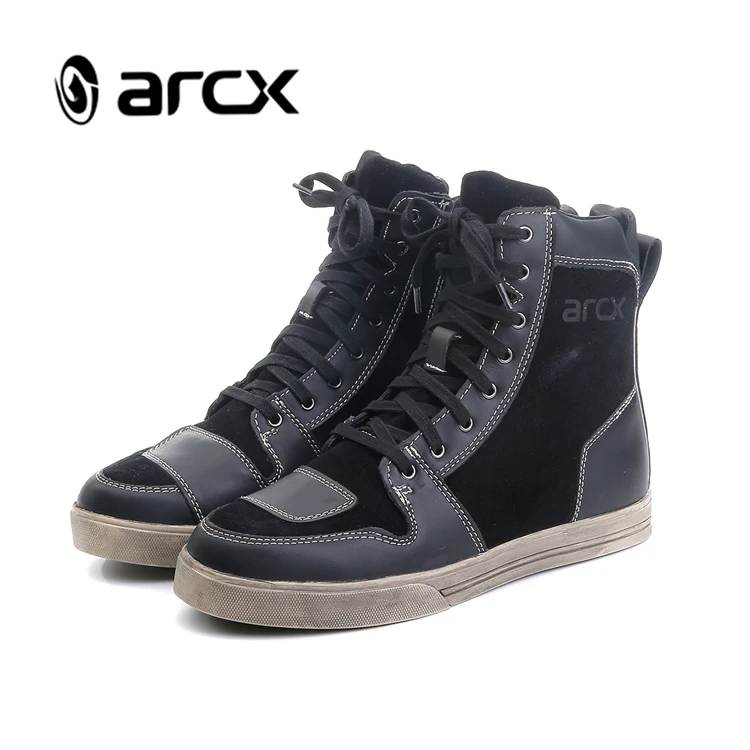 ARCX ботинки в байкерском стиле; водонепроницаемые байкерские ботинки из коровьей кожи; Мужская Уличная Повседневная обувь; дышащие ботинки для мотокросса; L60628 - Цвет: Black