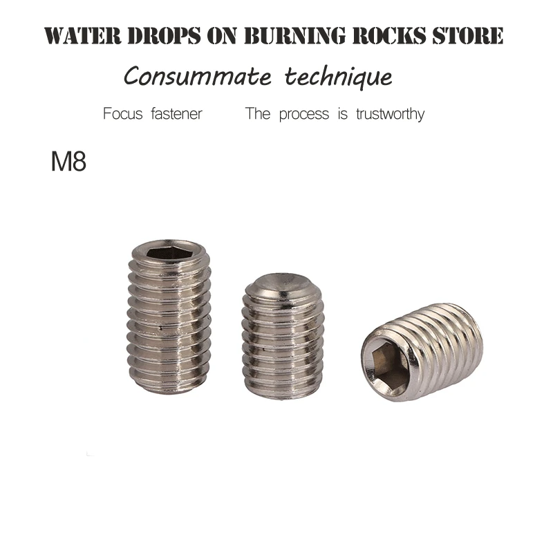 

304 Stainless Steel Set Screws Bolt Machine Meters Inner Hexagon Hex Socket Cup Head Headless Top Wire M8*6/8/10/12-50mm