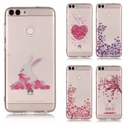 Huawei P Smart Case наслаждаться 7 s чехол милый кролик Cherry Blossom прозрачный силиконовый чехол для телефона для принципиально huawei P Smart чехол для