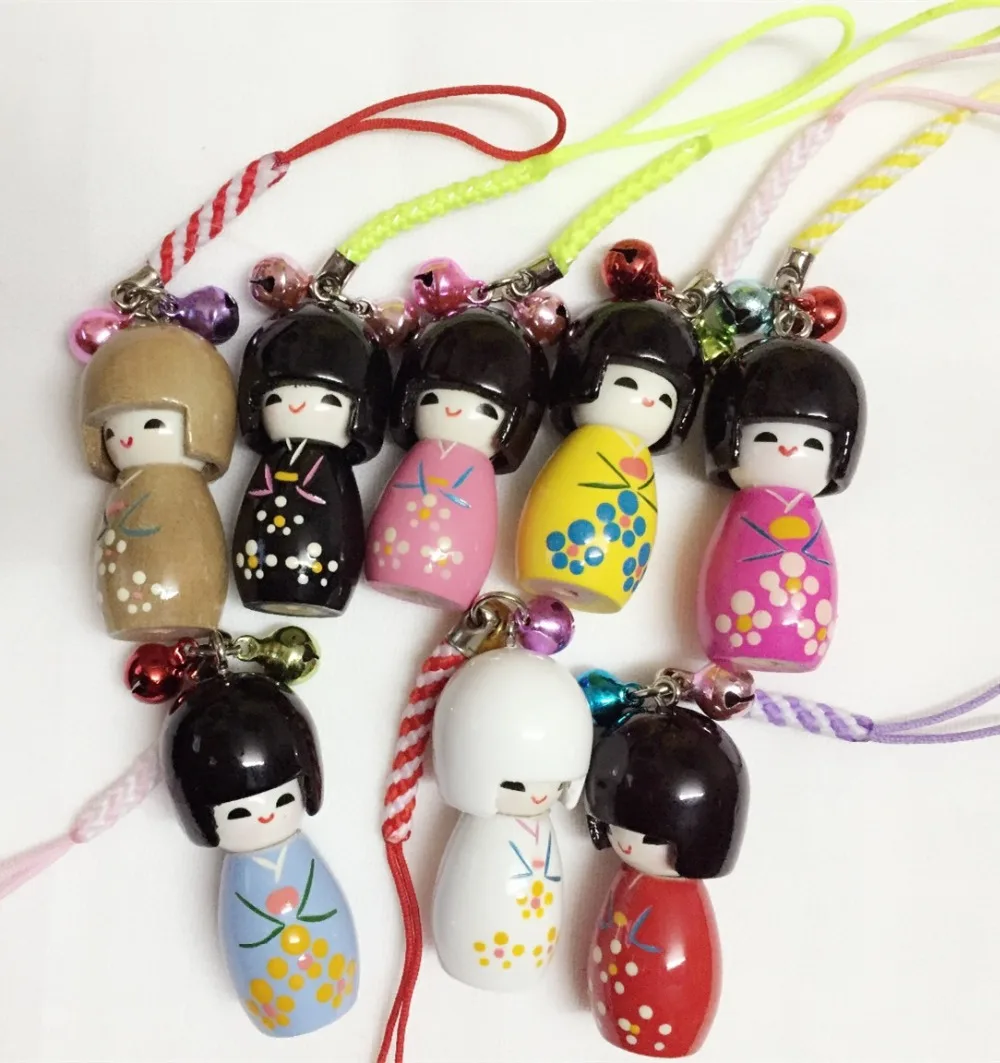 

Wholesale free shipping 10 pcs Japanese Oriental Kokeshi Doll Handbag Charm