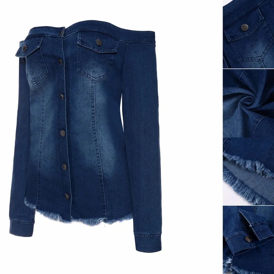 shoulderless jean jacket