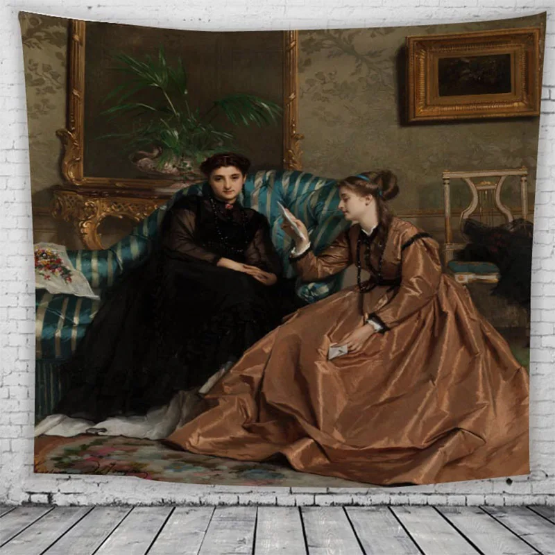 

European palace royal oil painting tapestry wall hanging tapestry home decorative tapestries wall hanging picnic mat G-030