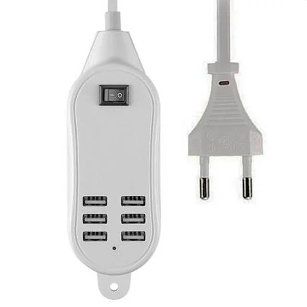 NOYOKERE 6 USB Ports Charger Hub Desktop EU/US/UK Plug Wall Socket