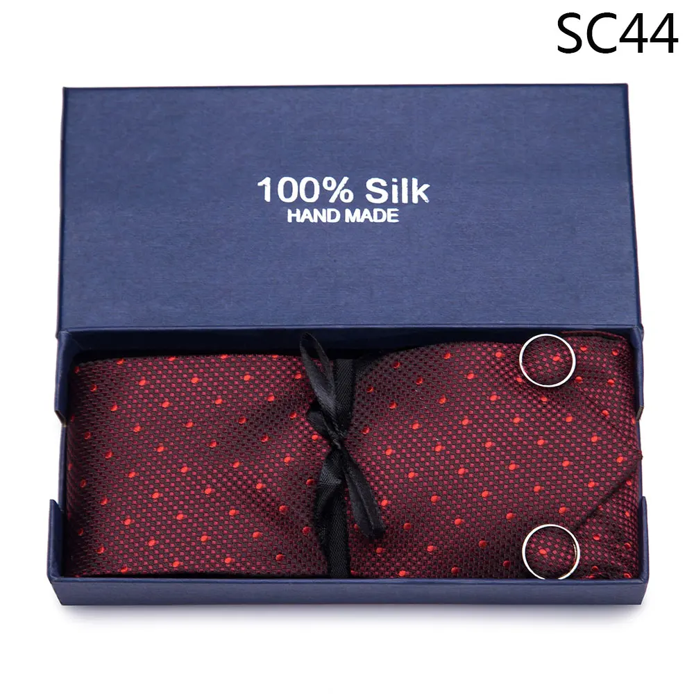 Подарочная коробка мужской галстук СИНИЙ НАБИВНОЙ жаккардовый тканый Шелковый фирменный галстук носовой платок запонки Набор для Свадебная деловая вечеринка