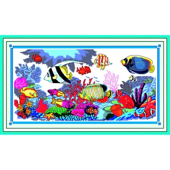

Tropical fish animal 2016 Needlework,DIY DMC Cross stitch,Set For Embroidery kits Chinese Patterns Counted Cross-Stitching decor