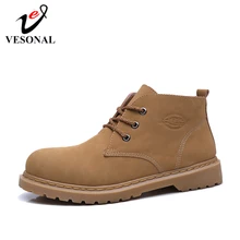 VESONAL/Новинка года; сезон осень-зима; кожаные мужские ботинки в байкерском стиле; винтажные классические мужские повседневные ботинки; обувь