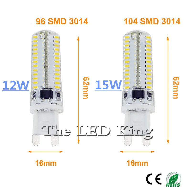 G9 светодиодные лампы AC 110 V 220 V 7 Вт 9 Вт 10 Вт 12 Вт 15 Вт SMD 3014 лампа, заменяющая галогенновую лампу 40 Вт Светодиодный свет 360 градусов угол луча прожектора