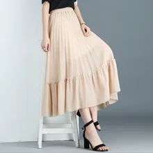 Amoi юбка высокая талия слово юбка Женская длинная параграф приморский праздник шифоновая юбка Пляжная длинная юбка