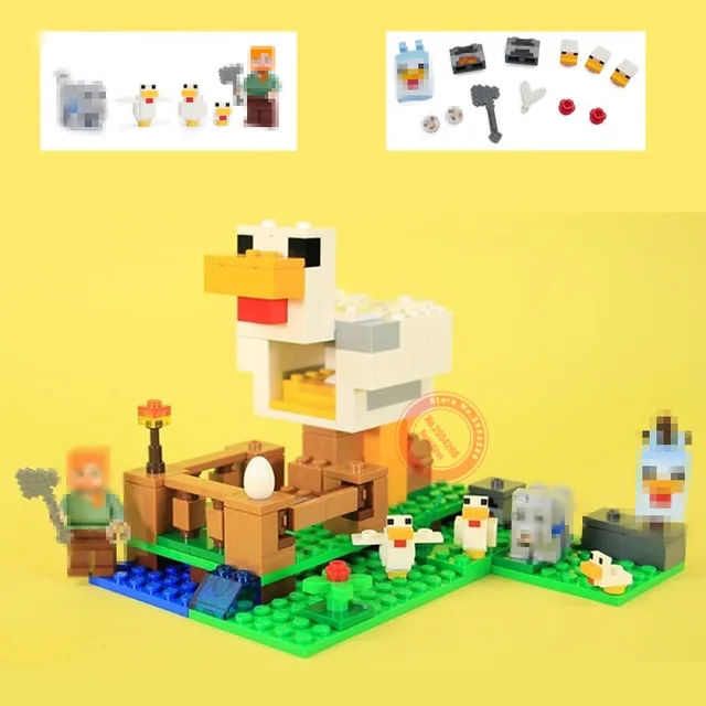 New My World The Chicken Coop Fit Legoings Minecraft Figures City 21140 Building Blocks Bricks Diy