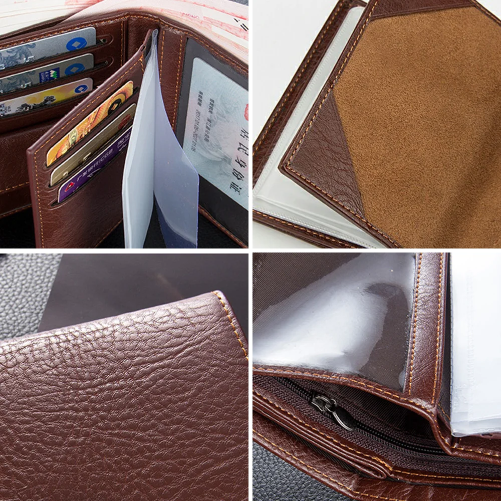 Thread Men Wallet Hasp Small Wallets Multi-pocket Male Clutch PU Leather Man Money Bag Coin Pocket Short Men Wallet Card Holder