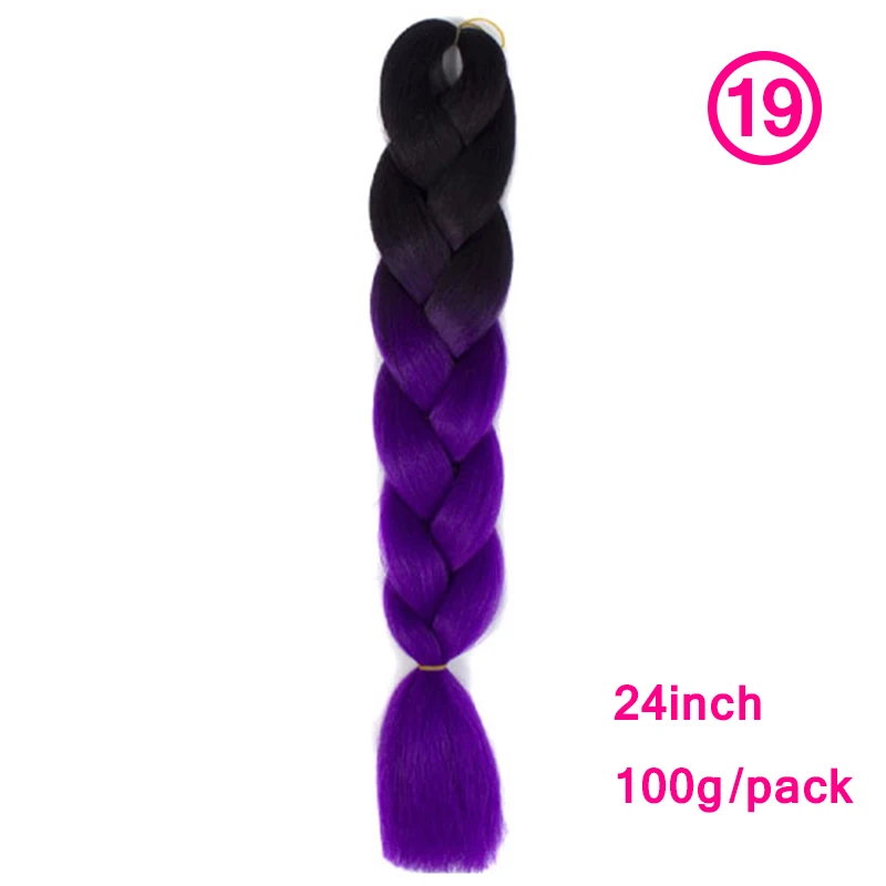 Aigemei, высокотемпературное волокно, огромные косички, Омбре, синтетические косички, волосы для наращивания, 100 г, 24 дюйма, вязанные крючком косички, волосы для женщин - Цвет: 19