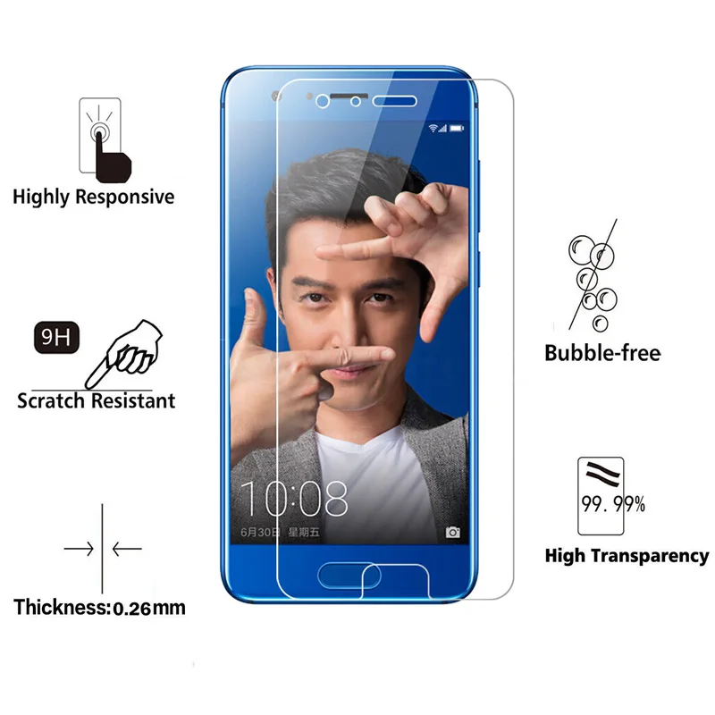 Для Huawei Honor 9 закаленное стекло пленка 9H 2.5D Премиум чехол с защитной пленкой для