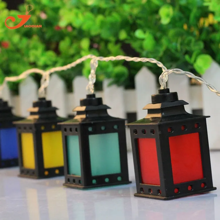 black lantern multicolor LED lights clear wire  (7)