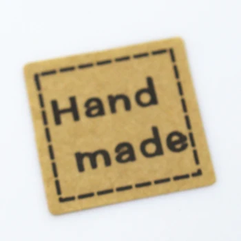

DHL 18000Pcs/ Lot 2.5cm Kraft Paper Square Hand Made Words Self-adhesive Sticker For Party Dessert Baked Goods 0.98inch Labels
