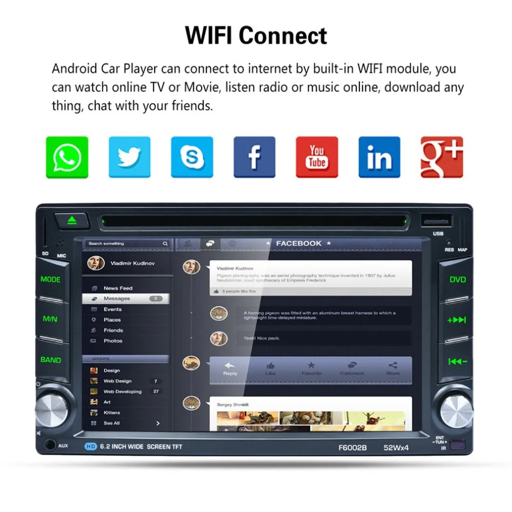6 2 Inch TFT Real Color Touch Screen font b Car b font DVD Player GPS
