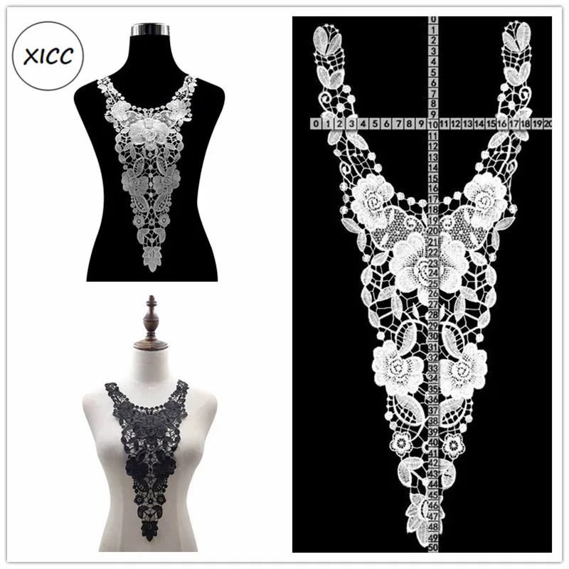 

Beautiful Flower Water Soluble Lace Collar 3D Embroidered Corsage Hollow Out Polyester Applique Lace Fabric Sewing Neckline DIY