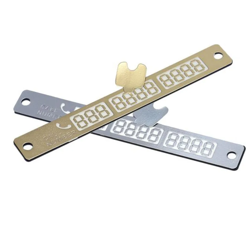 1Pcs Car Luminous Temporary Parking Card Sticker With Suckers And Phone Number Stickers Plate 15*2CM Silver Gold #0704 | Автомобили и