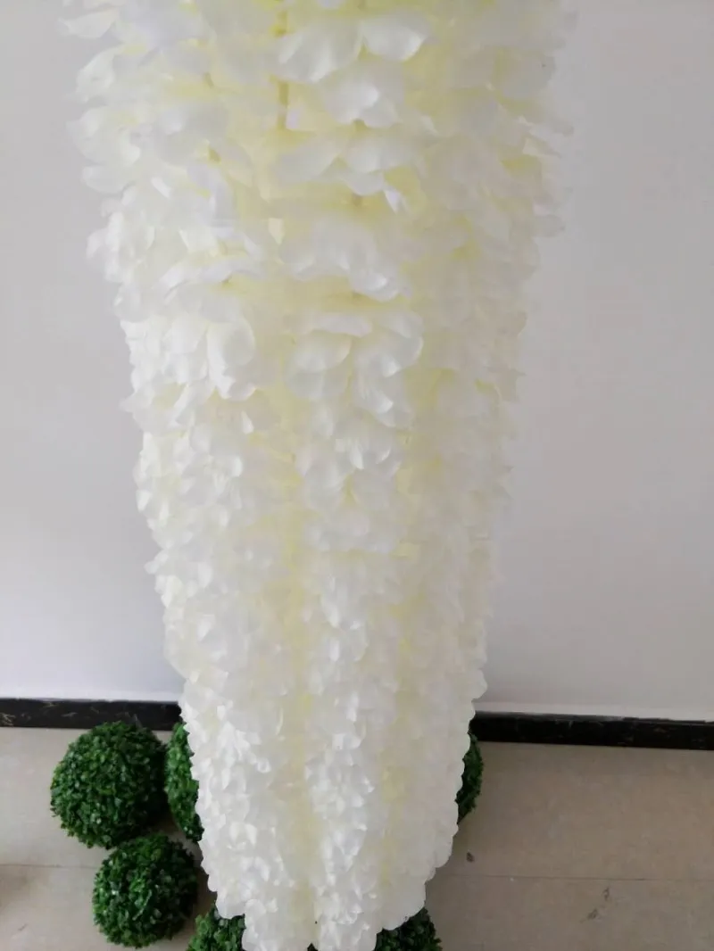 1 meter long Elegant Handing Orchid Silk Flower Vine White Wisteria Garland Ornament for Festival Wedding Garden Decoration family reunion party ideas supplies 13 48