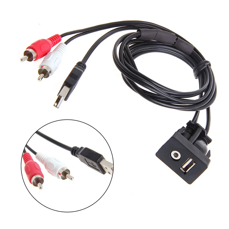 Черная Автомобильная лодка Mot длиной 1 м/39 дюймов USB 2 RCA на 3 5 мм гнездо флеш