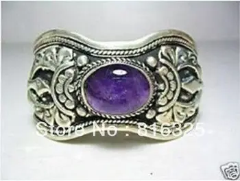 

Women Gift word Love real real Chic Carved Uneven Purple GEM Stone Tibetan Women Men Bangle Bracelet (A0426)