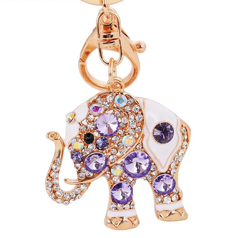 Llavero de elefante para mujer, Llavero de cristal con diamantes de imitación, monedero, Llavero, colgantes, bolso para niñas, colgante, llave de coche, Llavero