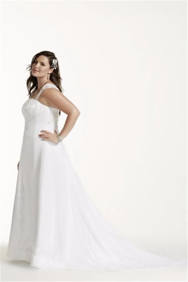 

9V9010 A-Line Plus Size Wedding Dress with Cap Sleeves Embroidery White Wedding Gown Custom made High Quality