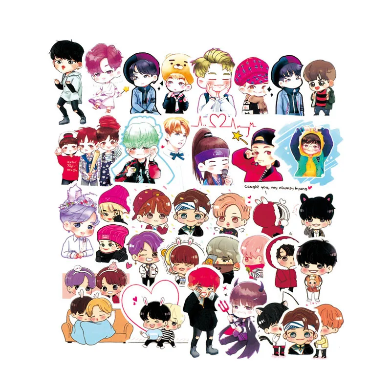 58pcs/pack Cute Boys Decal Stickers Pack Kids Toy Anime Sticker for DIY Luggage Laptop Skateboard Phone Waterproof Sticker