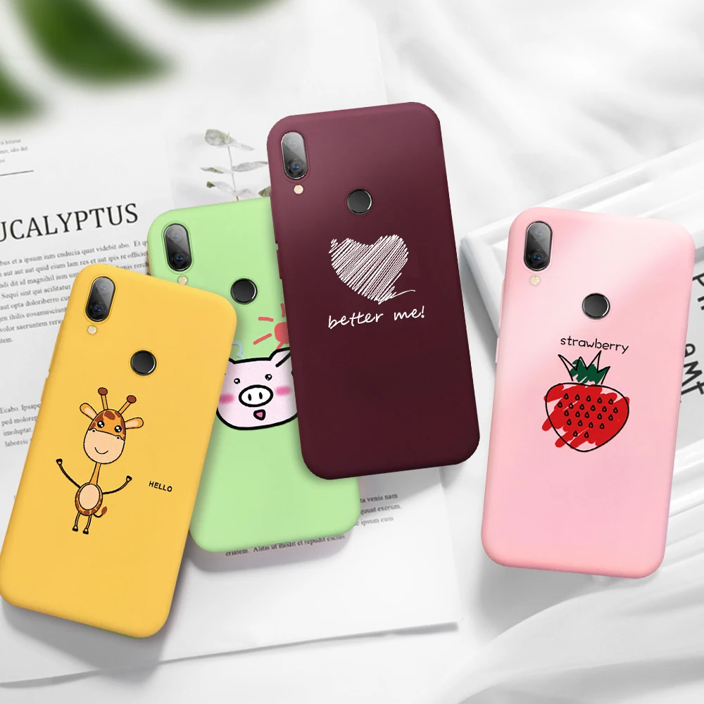 Matte Soft TPU Case For Xiaomi Redmi Note 7 Pro Lovely Cartoon Pattern Painting Cover On 7A Candy Color Phone Bag |