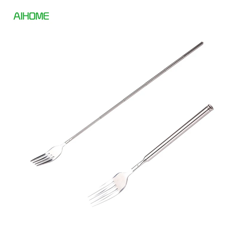 Extendable BBQ Long Fork Fruit Dessert Fork Dinnerware Set Stainless