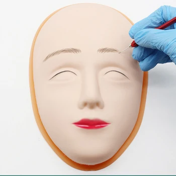 

5D Silicone Permanent Makeup Eyebrow Lips Face Tattoo Practice Skin Sheet and Face Holder for Needle Machine Supply Kit