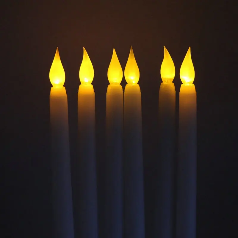 

6pcs 11" Led battery operated flickering flameless Ivory taper candle lamps candlestick Xmas wedding table Church decor 28cm(H)