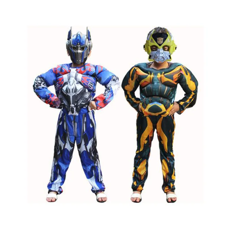 

New Optimus Prime Bumblebee Superhero Full Body Suits Carnival Costumes Disfraces Muscle Cosplay Costume for Boys Children Kids