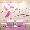 3D Acrylique Miroir Plume Stickers Muraux Decal Salon TV Fond Chambre De Mariage Décoratif Autocollant DIY Mur Art Mural ► Photo 2/6