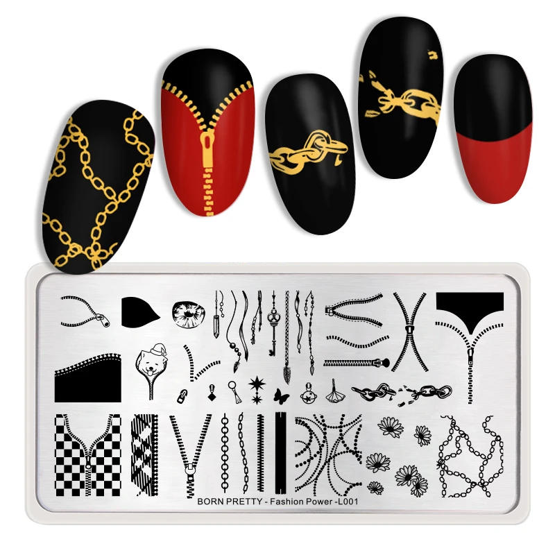 BORN PRETTY Rectangle Nail Stamping Plates Fashion Stainless Nail Art Image Nail Art Image DIY Plate Tools Fashion Power Theme