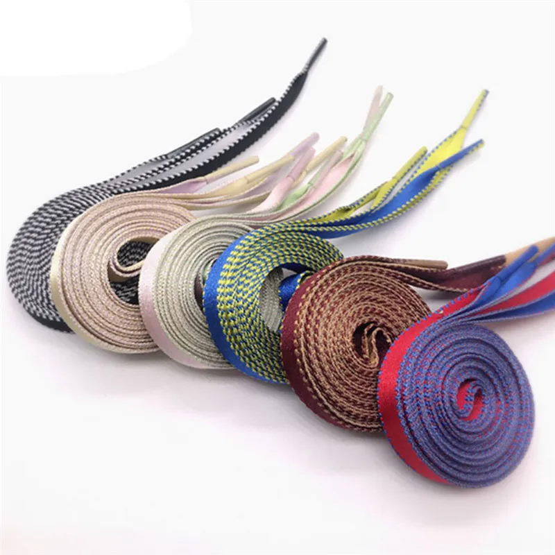 

1 Pair Novelty Double Color Flat Shoelaces Unisex Wide Satin Silk Boot Shoe Laces Sport Sneaker Shoe Strings Free Shipping
