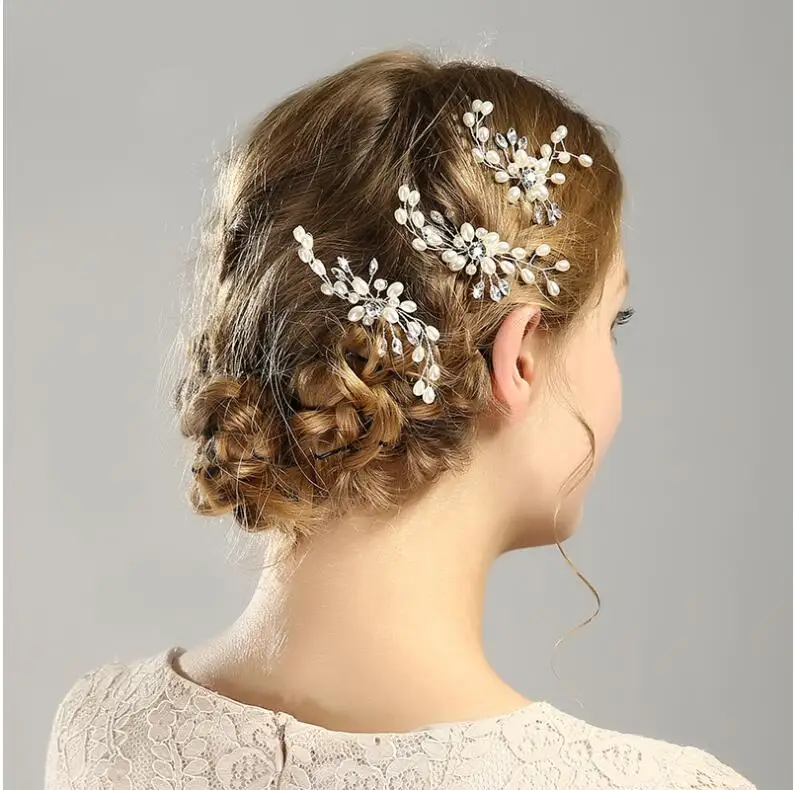 

Women's Hair Clip Bridal Wedding Party Crystal Pearl Rhinestone Hair Pins Charm Handmade Bridesmaid Accessories Free Shipping