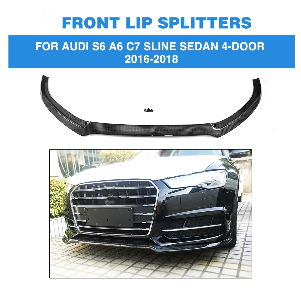 

Carbon Fiber Front Bumper Lip Spoiler For Audi S6 A6 C7 SLINE Sedan 4 Door 2016 - 2018 Car Accessories Carbon Splitters