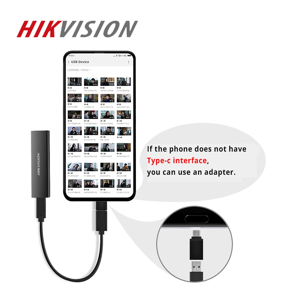 HIKVISION портативный SSD T200N type-C USB 3,1 512GB 1 ТБ TLC внешний SSD жесткий диск для настольного компьютера ноутбука планшета мобильного телефона