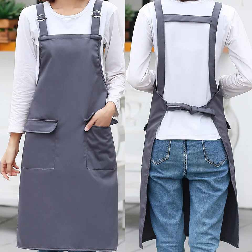 

SINSNAN Women Kitchen Cooking Apron Thicken Cotton Restaurant Waiter Long Pinafore Chef Apron Baking Accessories With Pocket Bib