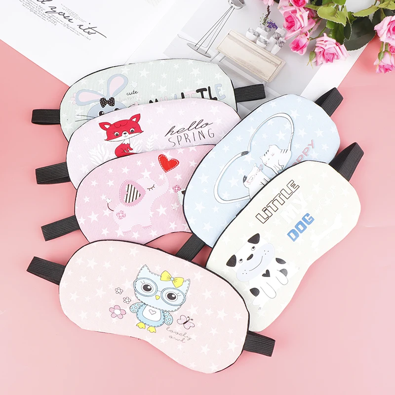1 PC Cute Cotton Cartoon Eye Cover Sleeping Mask Creative Eyepatch Sleep Mask Portable Travel Relax Eye Band Sleeping Aid