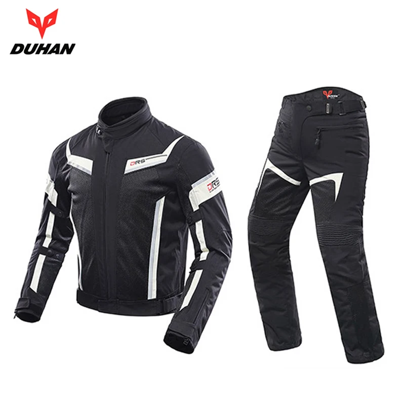

DUHAN Men Motorcycle Jacket+ Pants Breathable Racing Jacket Moto Combinations Riding Clothing Set ,D-185