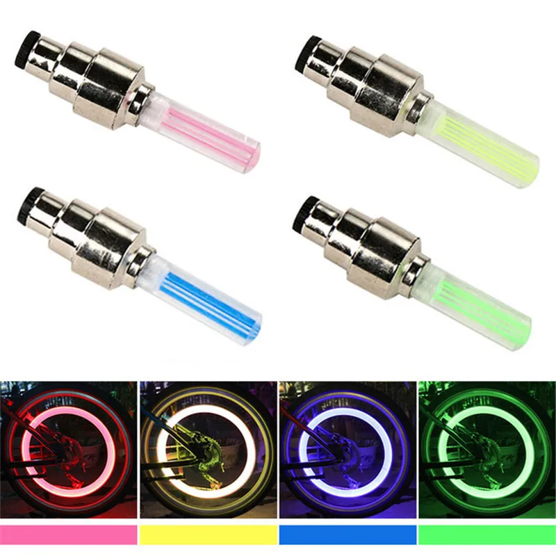 

2 Pcs Led Bike Bicycle Lights Install at Bicycle Wheel Tire Valve Cap Neon LED Lights Safety Lamp Cycling Led Lights
