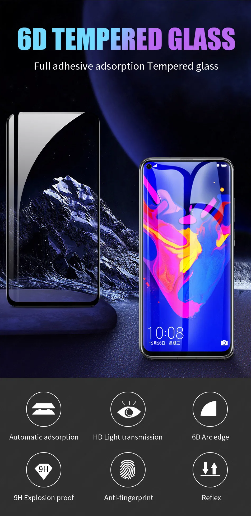 6D полное клеевое покрытие из закаленного стекла для huawei honor 8X 7X 9X Pro 8C Защита экрана для honor 20 20i 9 9i 10i 10 Lite пленка