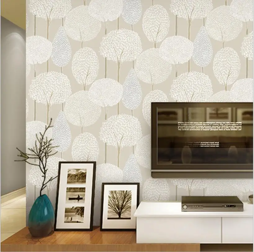 Waliicorners Modern minimalist embossed forest non-woven wallpaper 3D flocking Scandinavian hot forest bedroom video wallpaper 15 QQ20180411234416