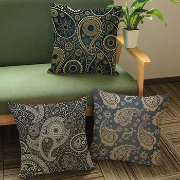 

Vintage Paisley Decorative Pattern Cushion Pillowcase India Persia Nation Home Decor Sofa Chair Cotton Linen Throw Pillows