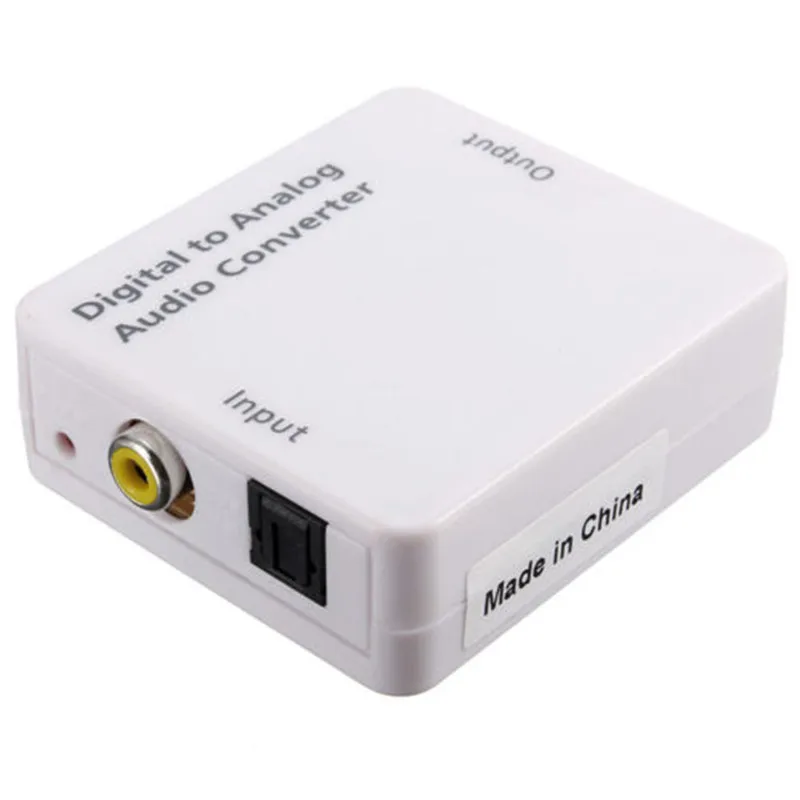 Pro TV Optical Digital SPDIF Coaxial to RCA L R Headphone Analog Audio Converter Out White