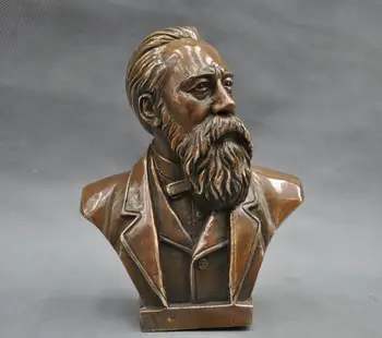 

7" China Pure Bronze Communist Friedrich Von Engels Bust Statue