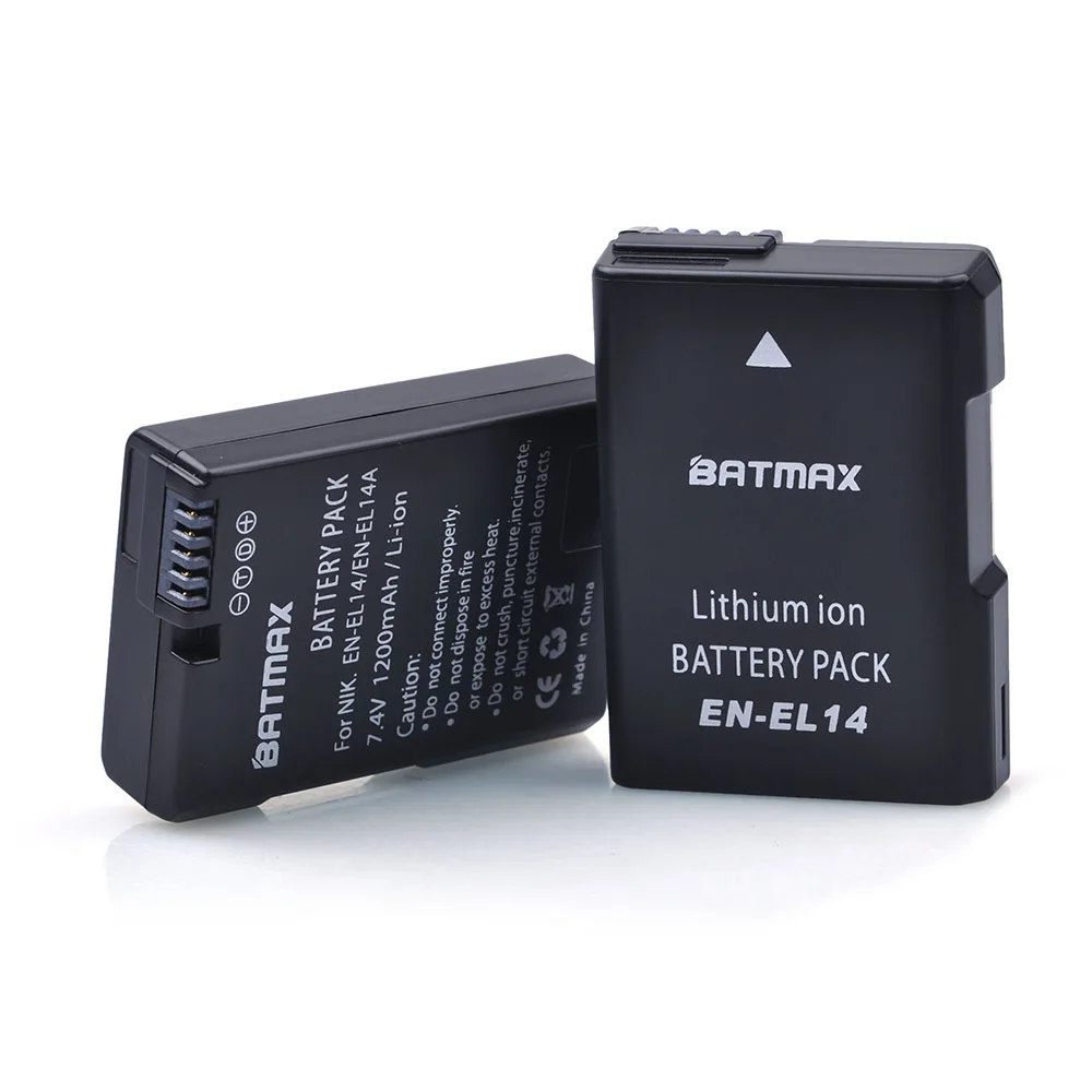 2 Pcs EN EL14 EN EL14 ENEL14 Rechargeable Battery for Nikon D3100 D3200 D3400 D5100 D5200 D5300