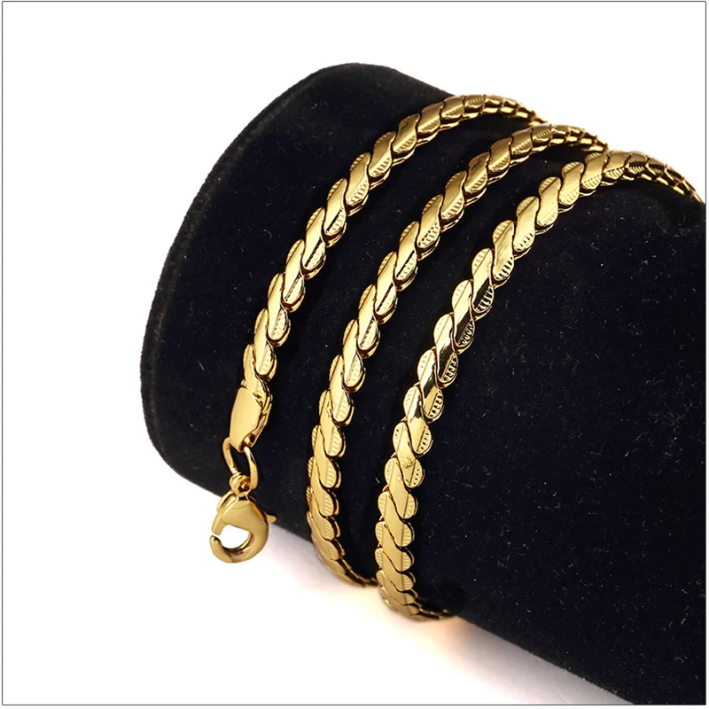 Embossing Herringbone Chain Jewelry Long Necklace For Men Hip Hop Style