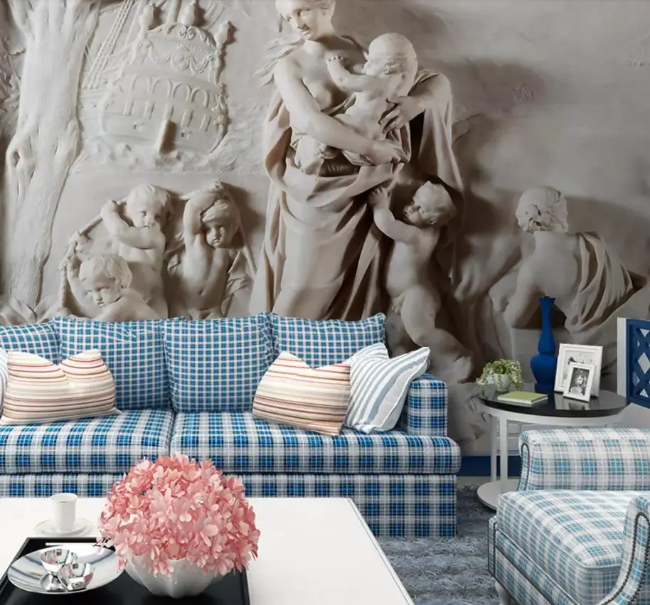 

Custom Any Size Mural Wallpaper 3D three-dimensional relief little angel TV Background 3D Mural Wall Paper Wallpaper Living Room